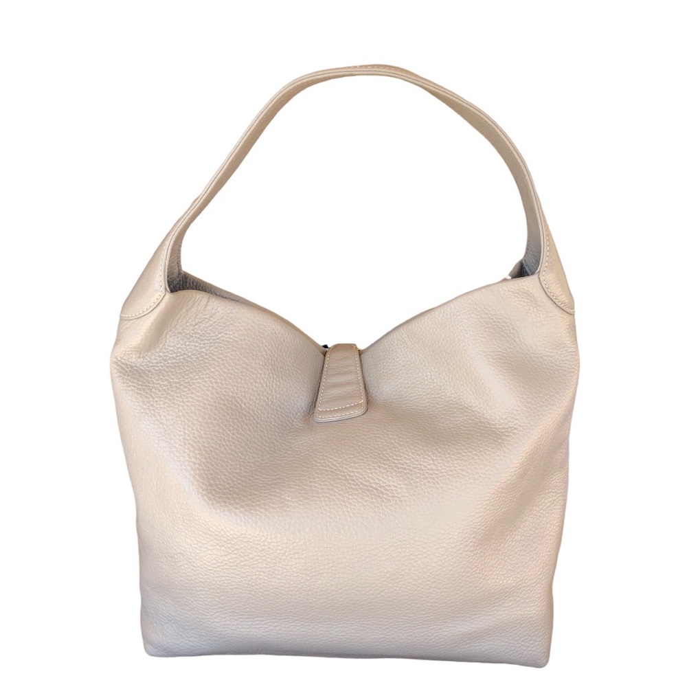 Dooney & Bourke Belvedere Pebble Leather Logo Lock Shoulder Bag Soft Gray - Picture 5 of 16